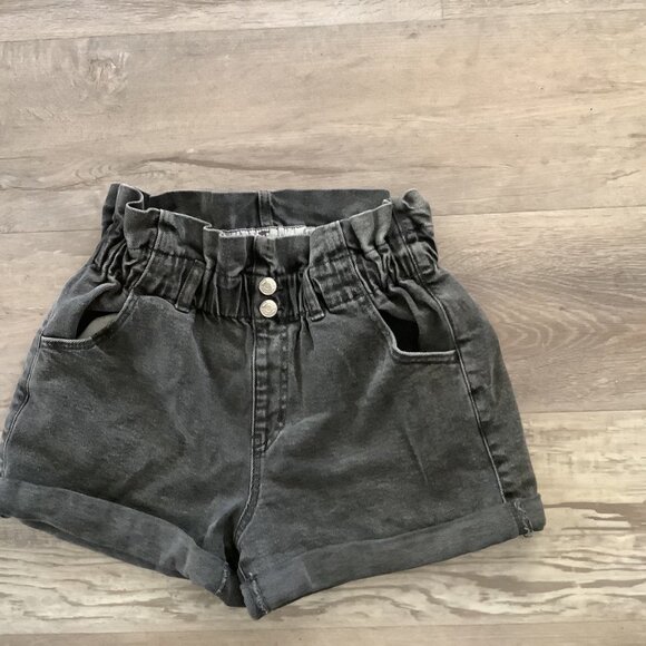 New Paperbag High Waist Wild Fable Shorts  XXS boho Denim Jean Black Gray Wash - Picture 1 of 3